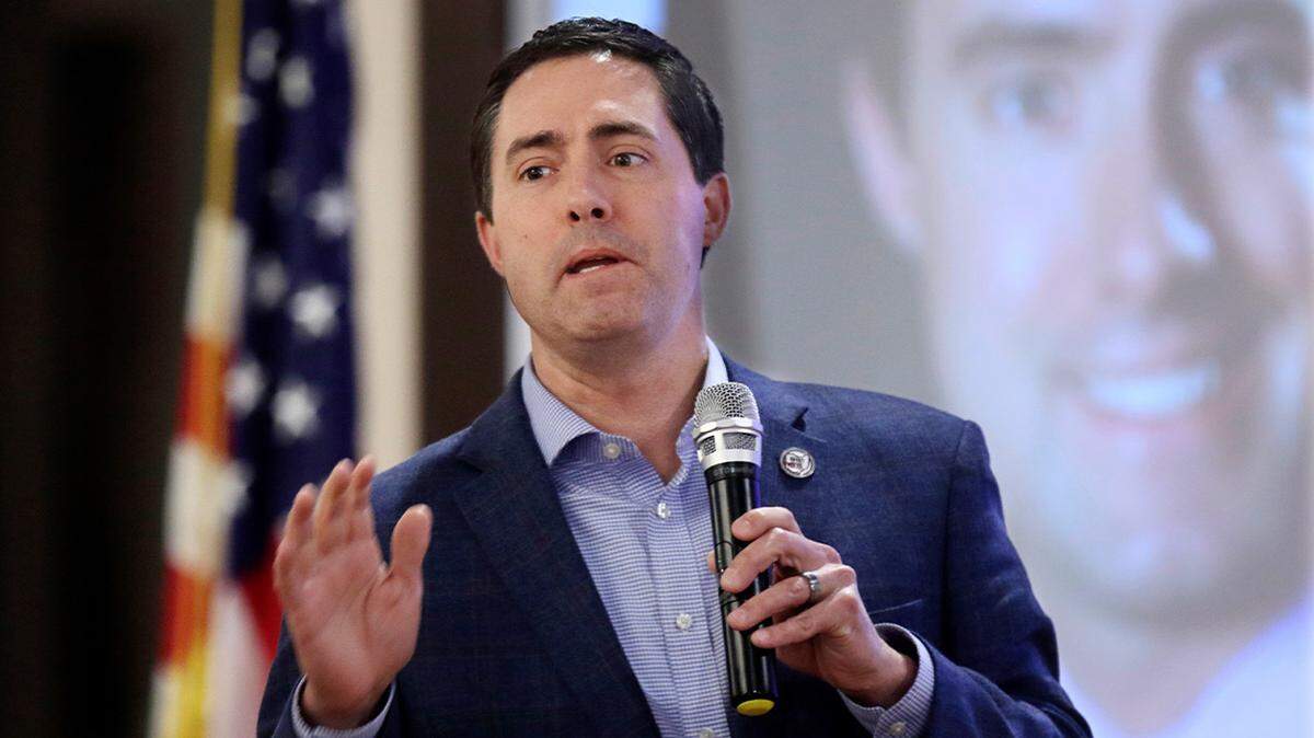 Ohio Secretary of State Frank LaRose speaks to the Fairfield County Lincoln Republican Club in Pickerington, Ohio, on March 24, 2022.