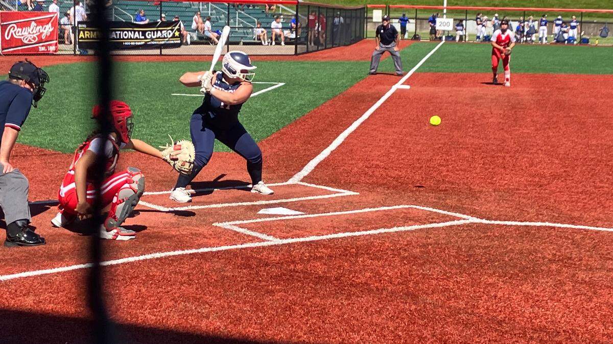 Lilly Stevens gets ready to swing in Friday’s state semifinal game.