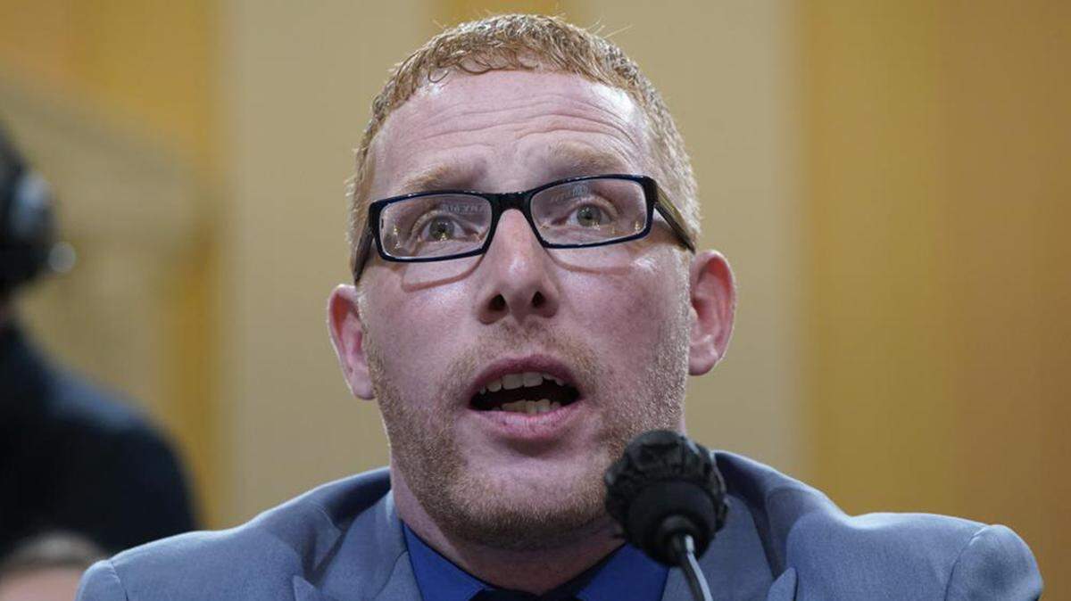 Stephen Ayres, who pleaded guilty in June 2022 to disorderly and disruptive conduct in a restricted building, testifies as the House select committee investigating the Jan. 6 attack on the U.S. Capitol holds a hearing at the Capitol in Washington, Tuesday, July 12, 2022.