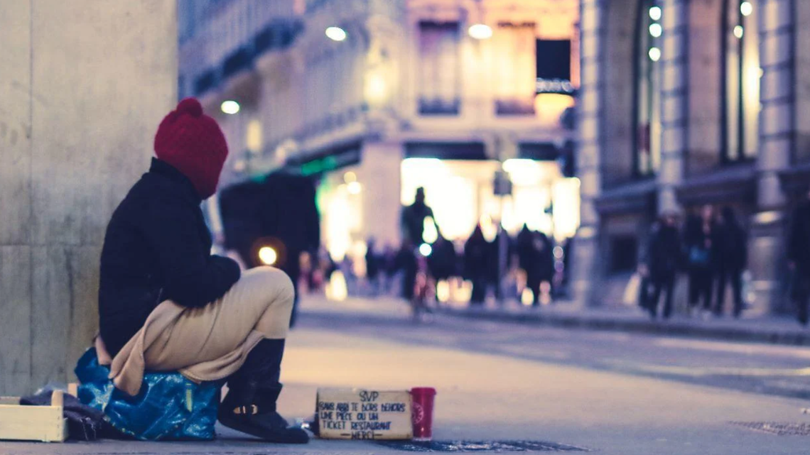 A photo of a homeless person.