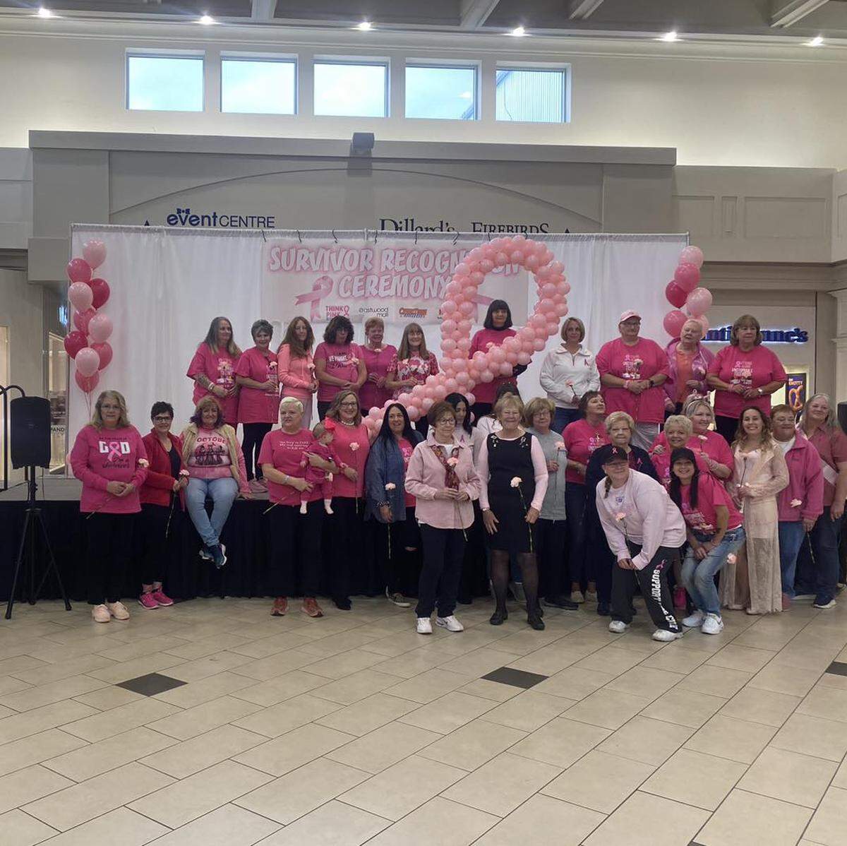 FILE 2023 Members of Zeta Tau Alpha, CheerTime Athletics and Hot 101 are hosting a breast cancer survivors’ recognition ceremony at the mall.&nbsp;
