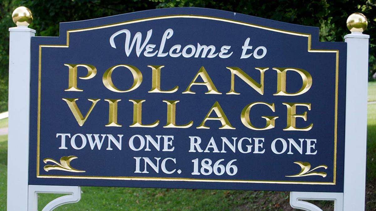 The sign for Poland Village, Ohio.