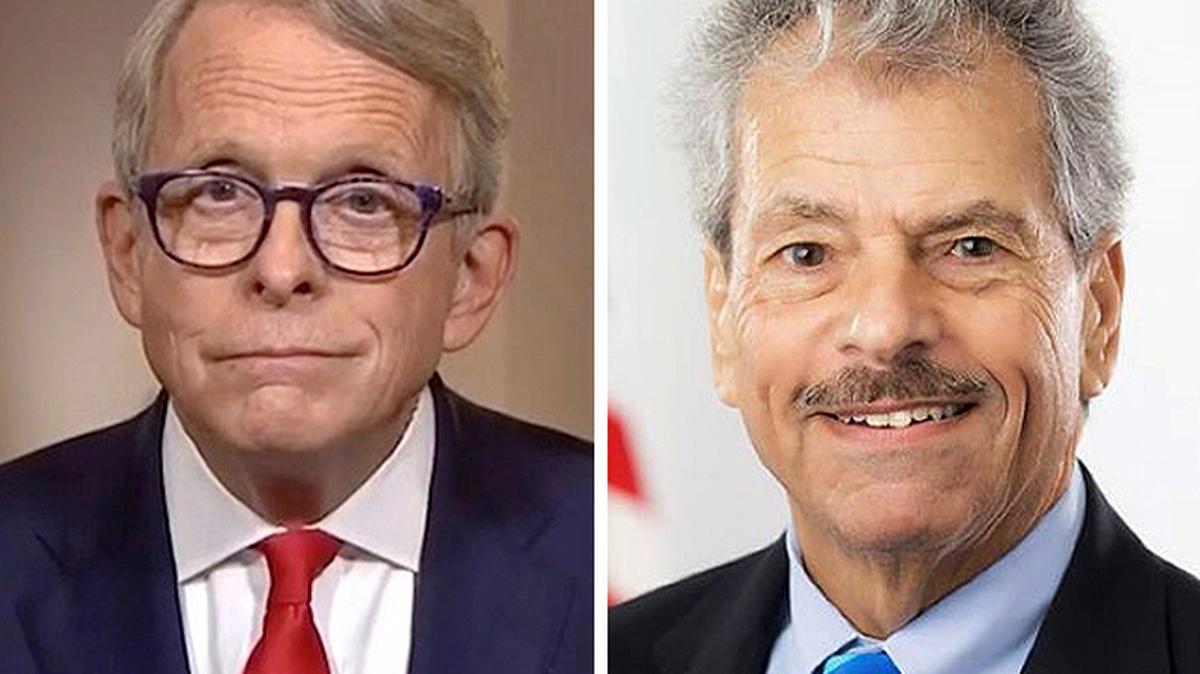 Gov. Mike DeWine, left, and Sam Randazzo, chairman of the Public Utilities Commission of Ohio.