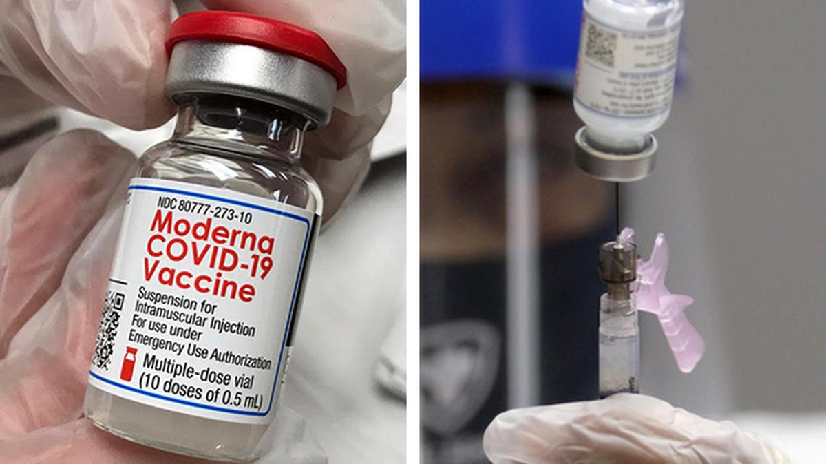 Shown here are vials of the Moderna-produced coronavirus vaccine, administered during a city-run vaccination clinic for group home residents on Thursday, Dec. 31, 2020 at the Eugenia Atkinson Recreation Center along Otis Street in Youngstown. (Robert K. Yosay | Mahoning Matters)