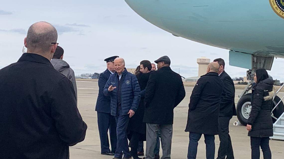 President Biden arrives at Pittsburgh International Airport. He’s expected to arrive in East Palestine this afternoon