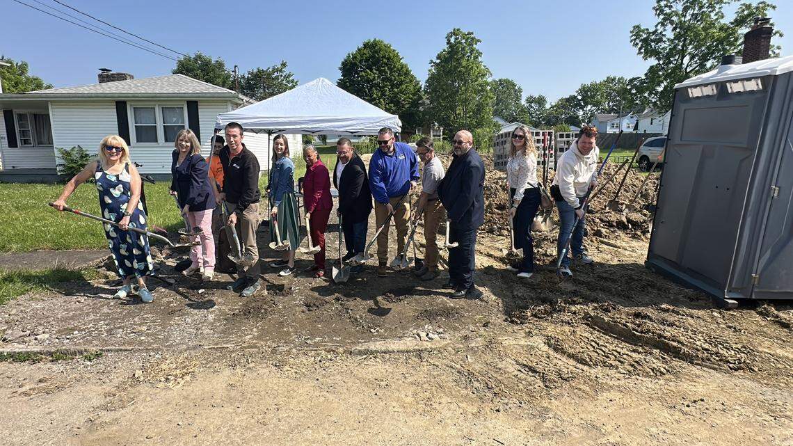 The Youngstown Neighborhood Development Corporation and the Mahoning County Land Bank broke ground on June 11 at the site of a new single-family home in Campbell.