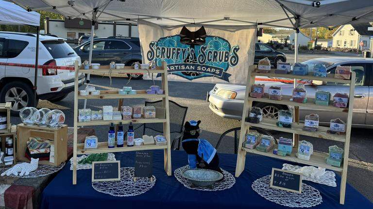 Owner of Scruffy’s Scrubs making homemade cosmetics in Cortland