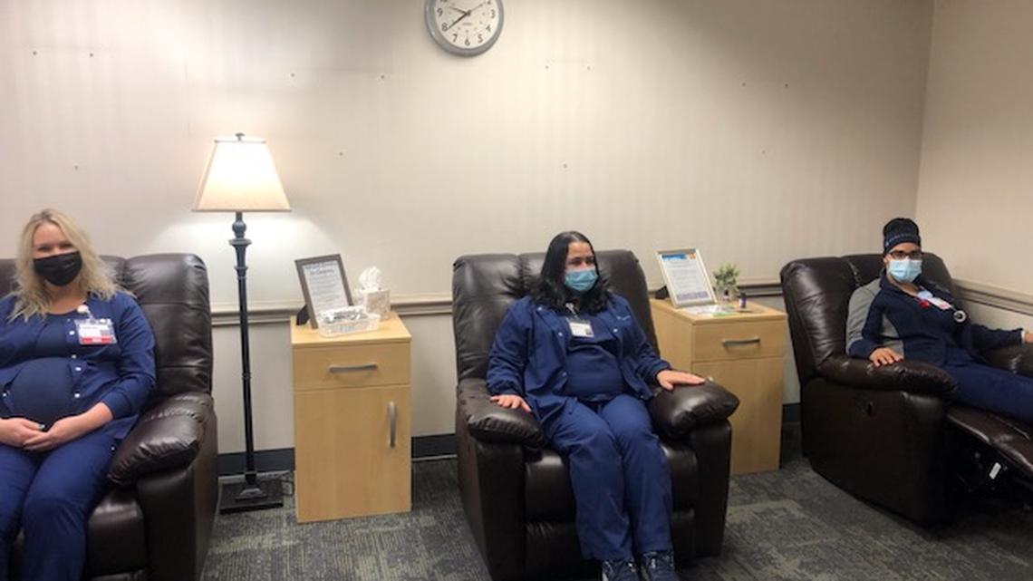 Mercy Health has opened lavender rooms in three area hospitals to give caregivers a place to go to reduce stress. 