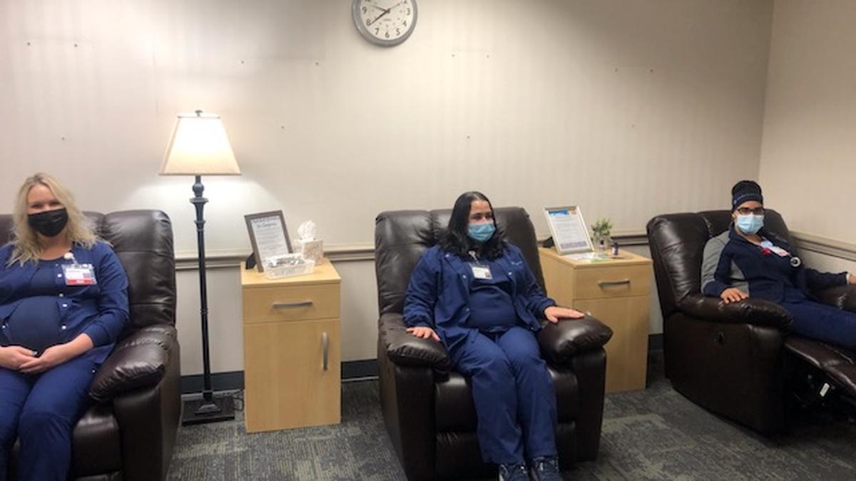 Mercy Health has opened lavender rooms in three area hospitals to give caregivers a place to go to reduce stress. 