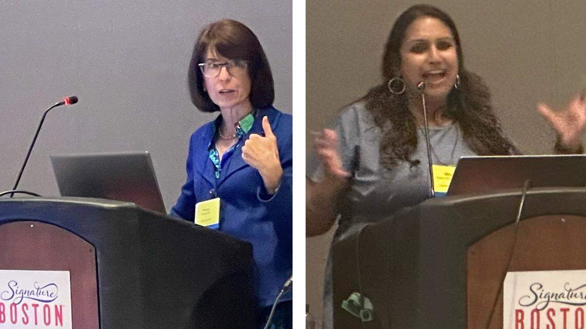Dr. Nancy Gantt (left) and Dr. Mita Patel (right) unveil courses at 24th annual meeting of American Society of Breast Surgeons.