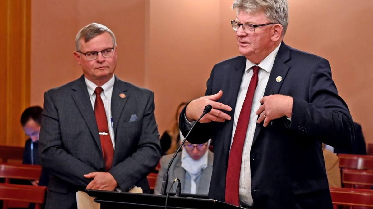 State Rep. Jim Hoops, right, R-Napolean, recently introduced legislation that would allow public boards to meet virtually.