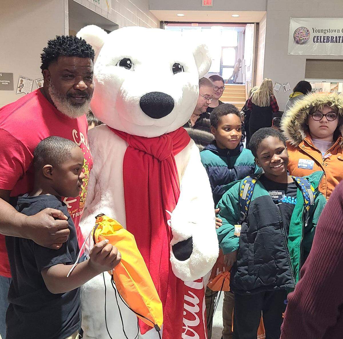 City of Youngstown Mayor Jamael Tito Brown helped the students at Volney Rogers Elementary School try on their new schools, donated by Samaritan’s Feet and Project MKC.