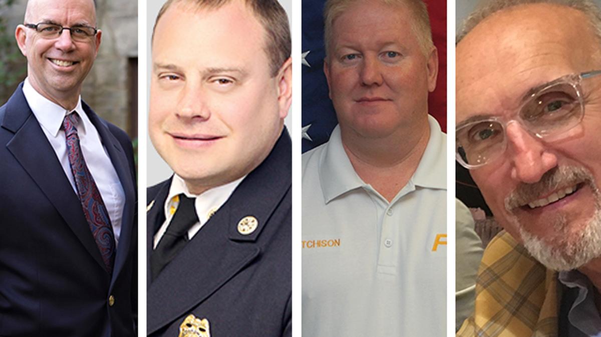 From left: Western Reserve Joint Fire District Chief Chip Comstock; Boardman Township Fire Department Chief Mark Pitzer; Cardinal Joint Fire District Chief Don Hutchison; and Lane LifeTrans CEO Joe Lane (Photos provided)