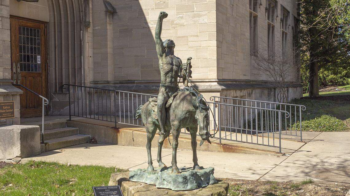 Here is the sculpture with the missing spear at Butler Institute of American Art.
