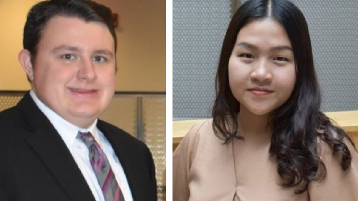 Richard Salmen of Canfield and My Le of Youngstown are among six Youngstown State University students who were selected to take part in the Monus Entrepreneurship Fellows Program and are working with Youngstown Business Incubator portfolio companies this semester. (Photos courtesy of YSU)