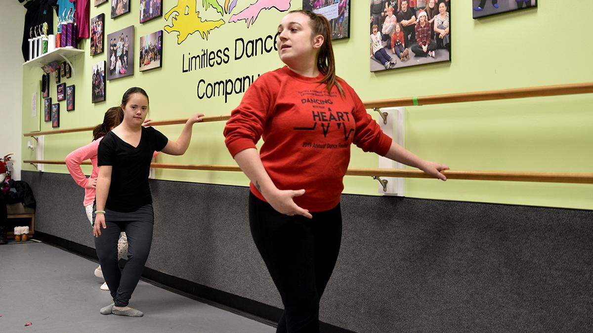 McKenzie Sella, right, dance instructor at Limitless Dance Company, gives a lession at the studio, 5922 Market St., Boardman.