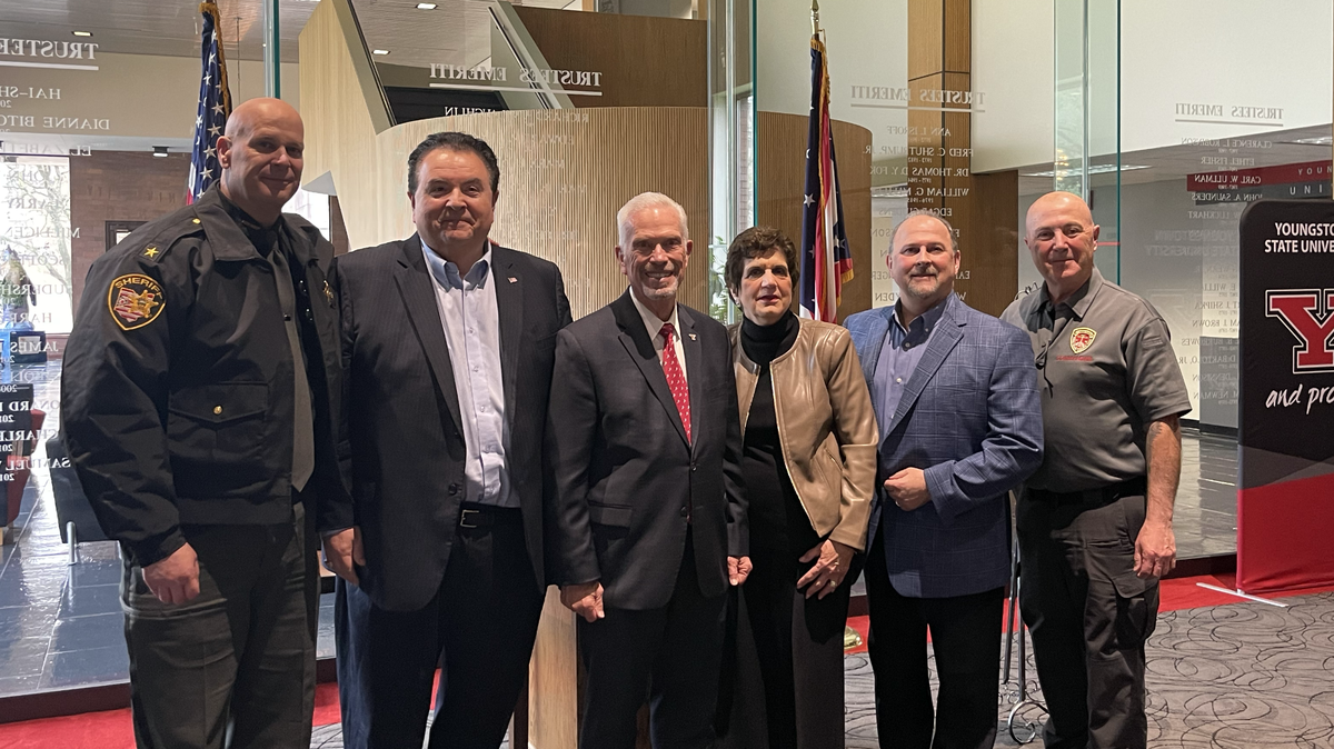 The Mahoning County Commissioners Anthony Traficanti, David Ditzler and Carol Rimedio-Righetti granted $250,000 from the American Rescue Plan Act to YSU police for equipment and active shooter training.
