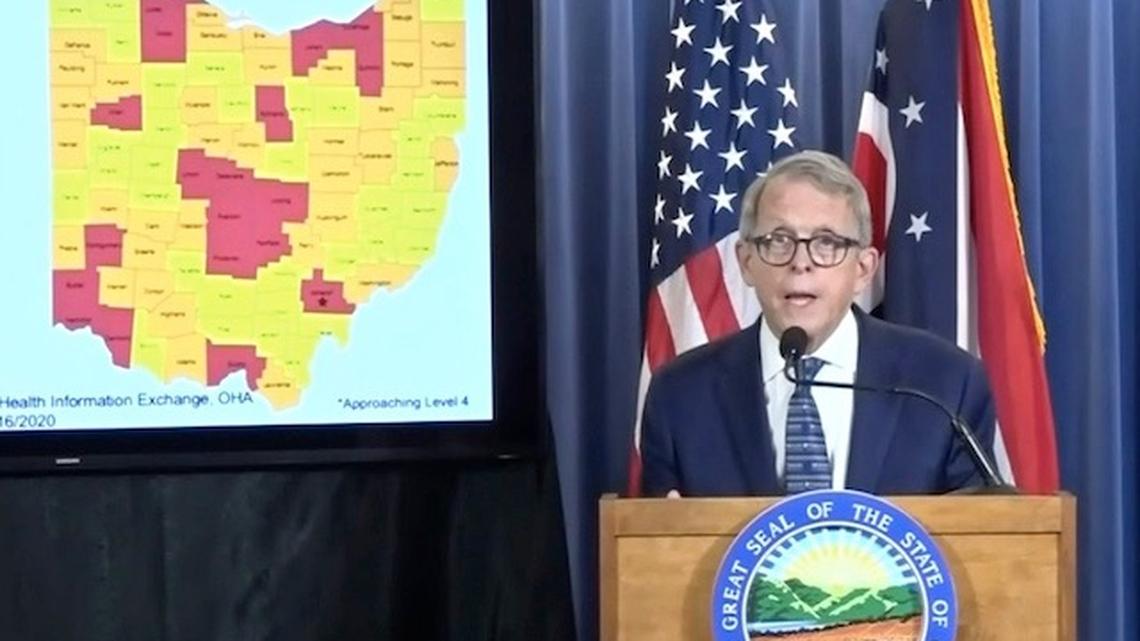 Gov. Mike DeWine during the state's coronavirus update on Thursday, July 16, 2020.