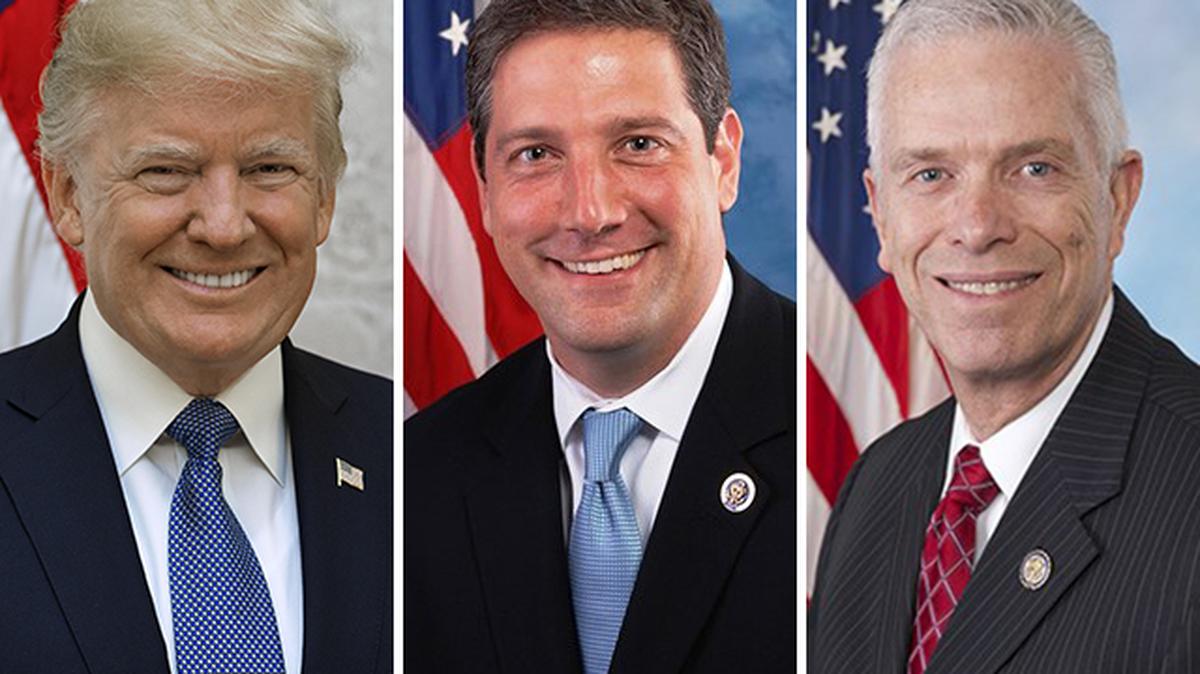 From left to right: U.S. President Donald Trump; U.S. Rep. Tim Ryan of Howland, D-13th; and U.S. Rep. Bill Johnson of Marietta, R-6th