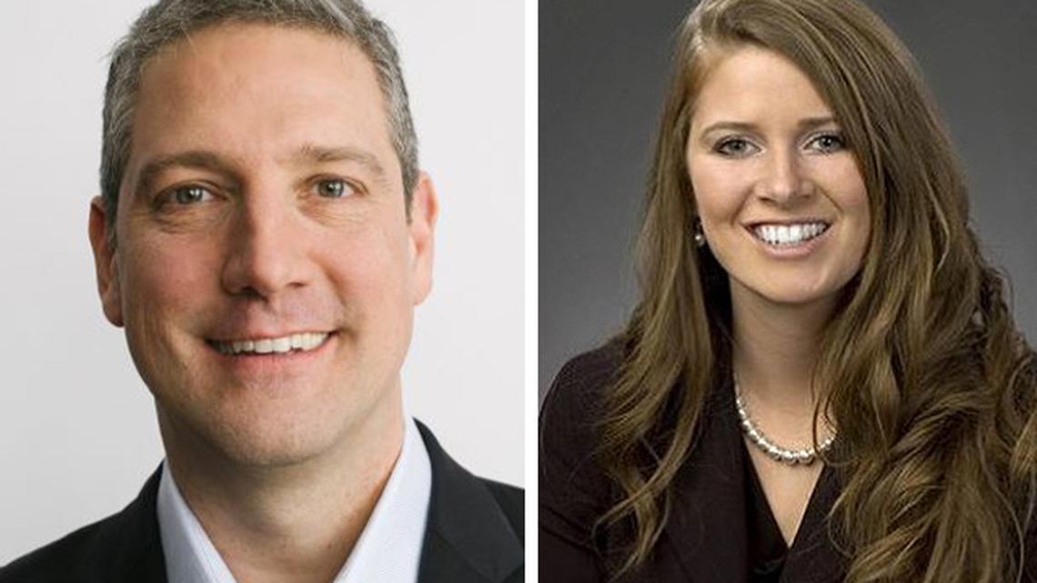 U.S. Rep. Tim Ryan, D13th, left, and his Republican challenger, Christina Hagan.