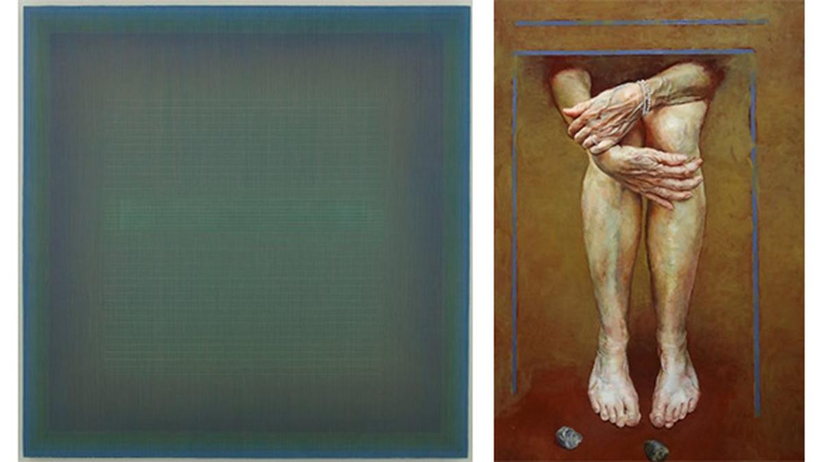 Marc Ross’ “This Instant,” at left, was the Fred Staloff Best in Show Award winner at The Butler Institute of American Art’s 85th National Midyear Exhibition. Lynn Davison’s “Mother Always Loved You Best,” at right, was awarded First Place. (Images courtesy of The Butler Institute of American Art)