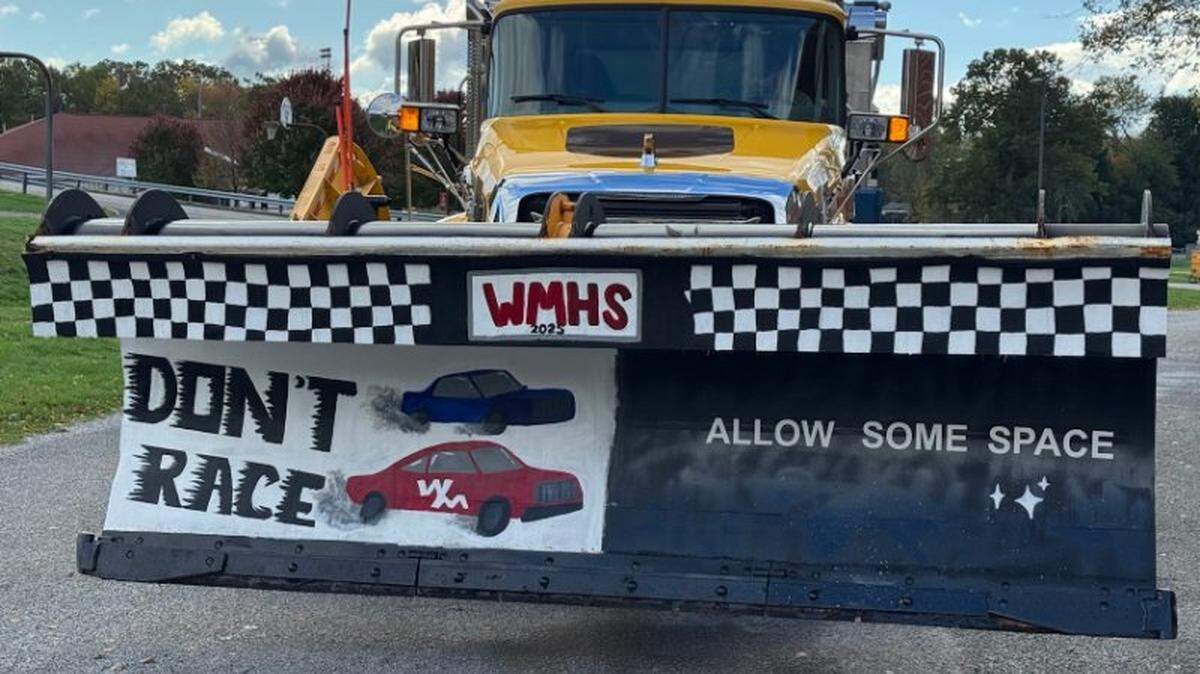 Voting is open through Dec. 14 online to pick the most eye-catching designs created by students to promote safe driving for PennDOT’s Paint the Plow program. Pictured: West Middlesex High School’s entry