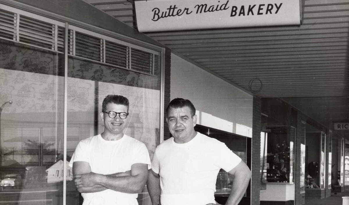 Nicholas Charles Naumoff (left) opened a new shop called Butter Maid Bakery on July 21 of 1955 in the Boardman Plaza in Boardman, which was one of the nation’s first shopping malls.&nbsp;