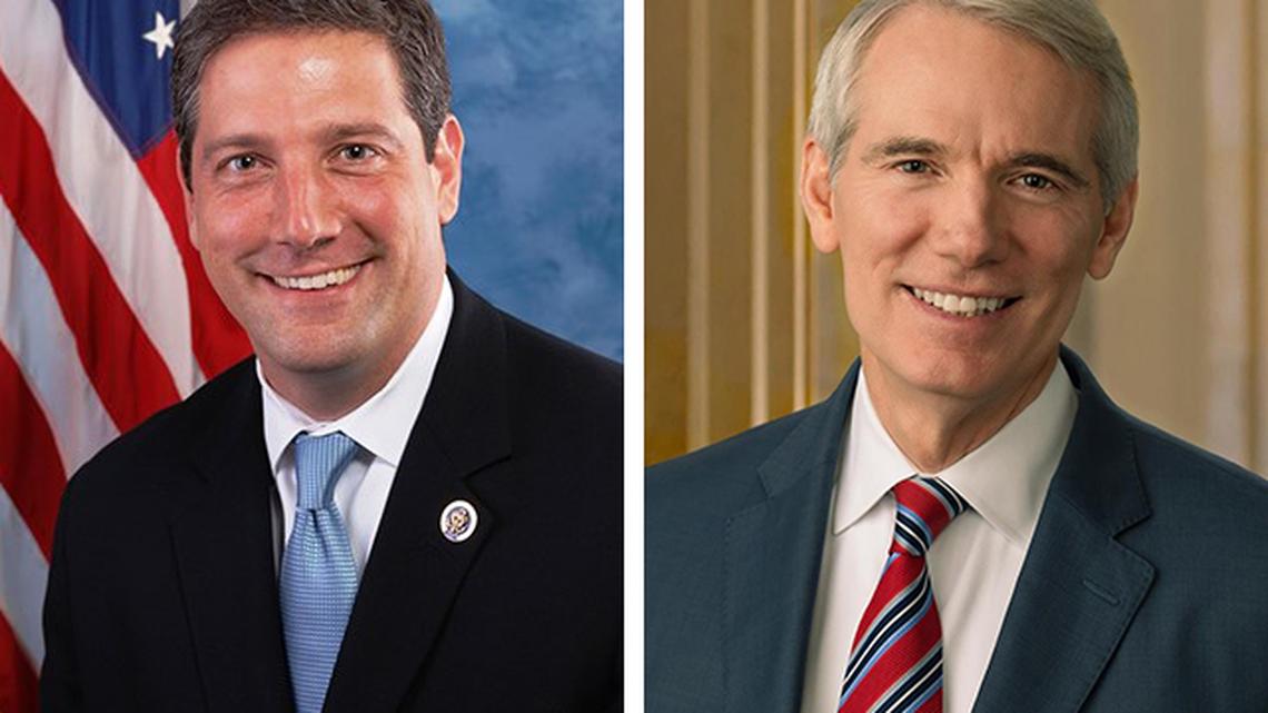 U.S. Rep. Tim Ryan of Howland, D-13th (left), and U.S. Sen. Rob Portman of Cincinnati, R-Ohio