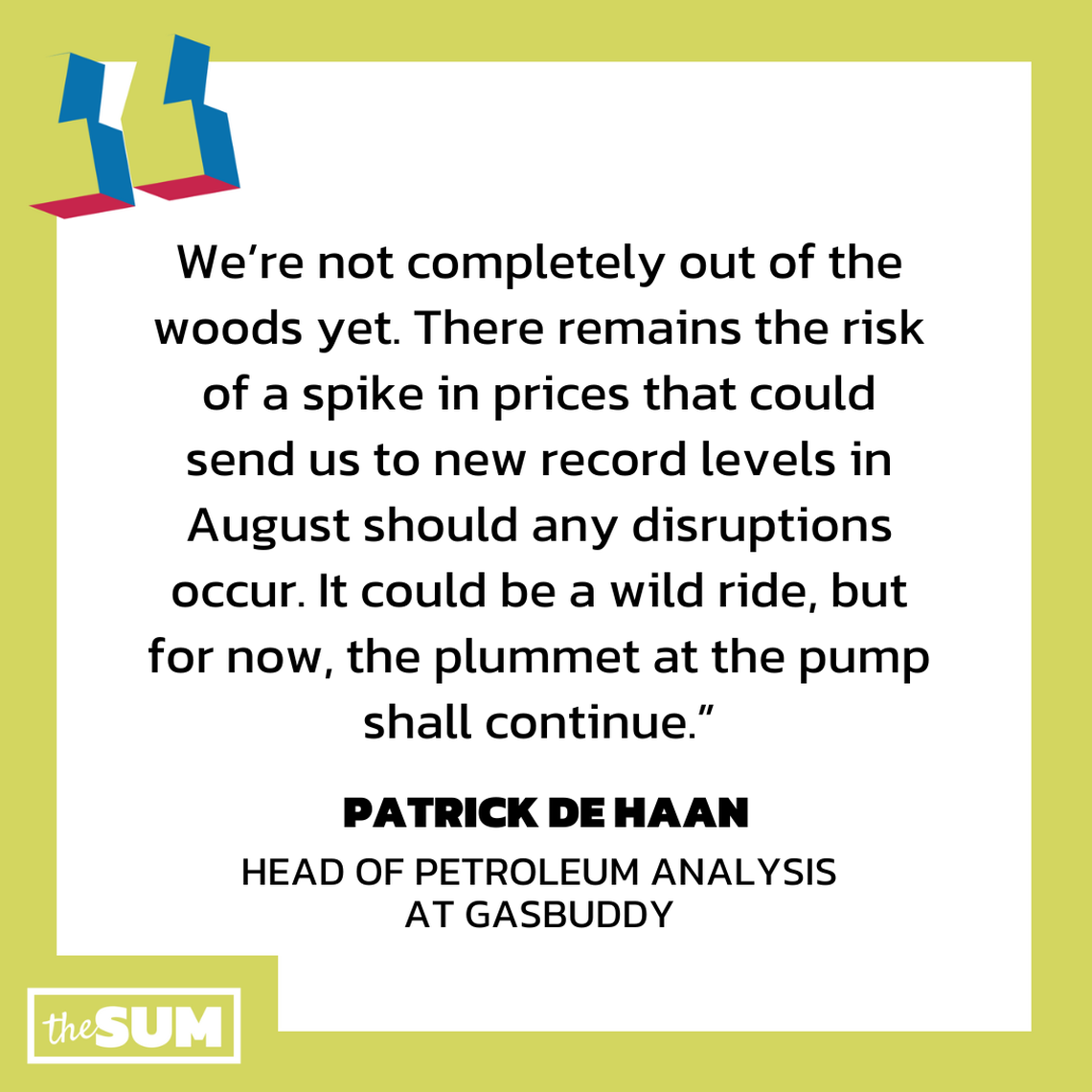 What they are saying about the “plummet at the pump.”