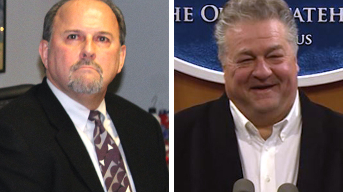 Mahoning County Commissioner David Ditzler (left) and Trumbull County Commissioner Dan Polivka (right)