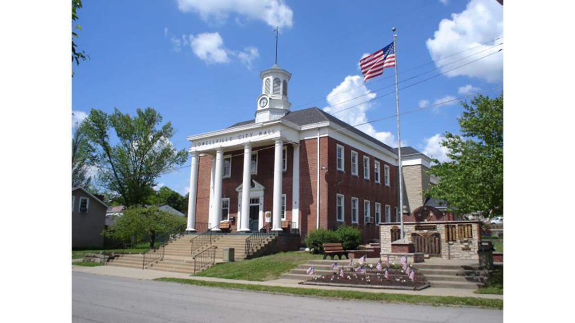Lowellville City Hall along Liberty Street in Lowellville.