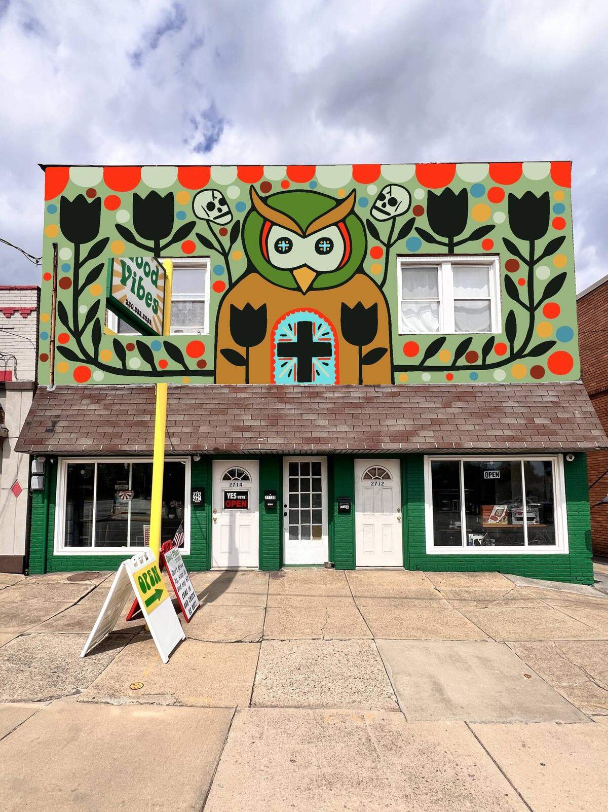 The owner of Good Vibes Thrift Store at 2714 Mahoning Ave. commissioned an owl mural from local artist Mike Egan to brighten Youngstown’s westside.