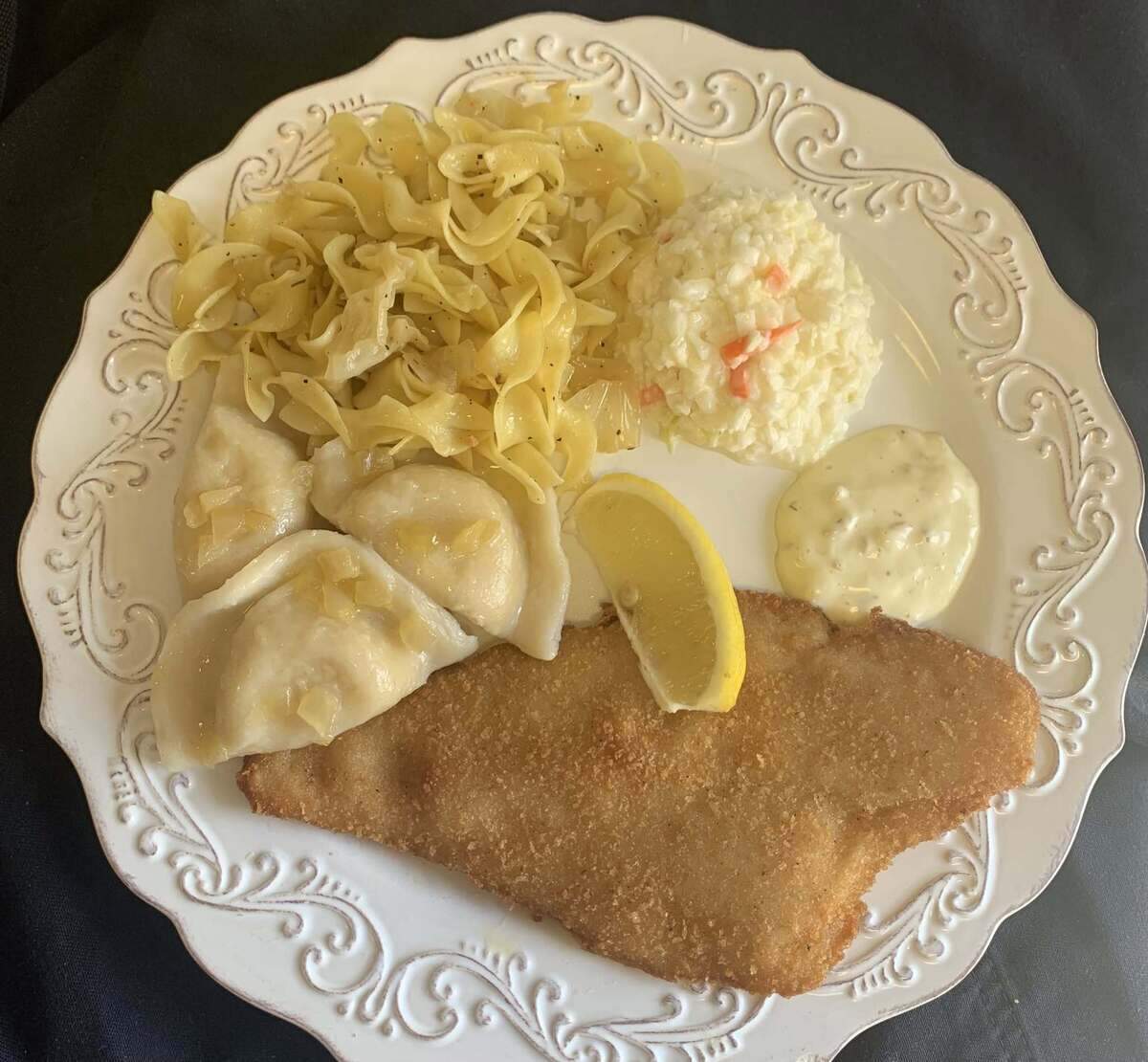 A fish platter from Krakus Polish Deli & Bakery.